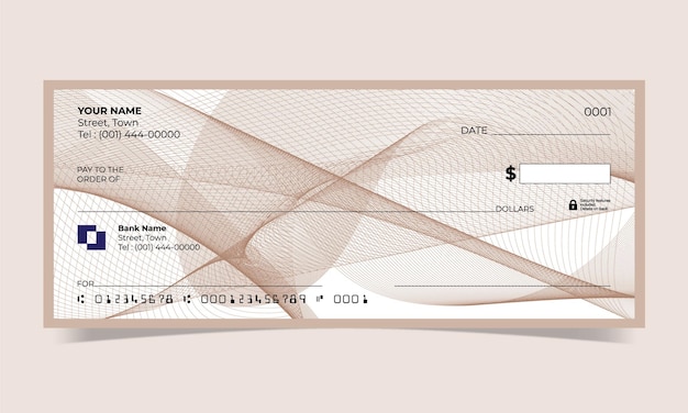 Blanco cheque, ontwerp van bankcheques, vectorformaat