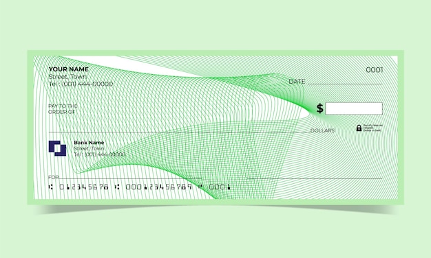 Blanco cheque, ontwerp van bankcheques, vectorformaat