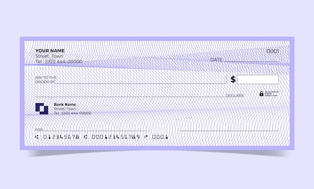 Blanco cheque, ontwerp van bankcheques, vectorformaat