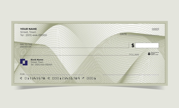 Blanco cheque, ontwerp van bankcheques, vectorformaat