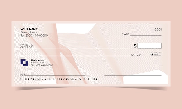 Blanco cheque, ontwerp van bankcheques, vectorformaat