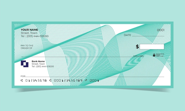 Blanco cheque, ontwerp van bankcheques, vectorformaat