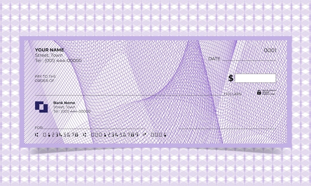 Blanco cheque, ontwerp van bankcheques, vectorformaat