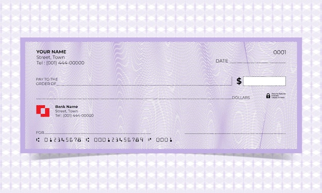 Blanco cheque, ontwerp van bankcheques, vectorformaat