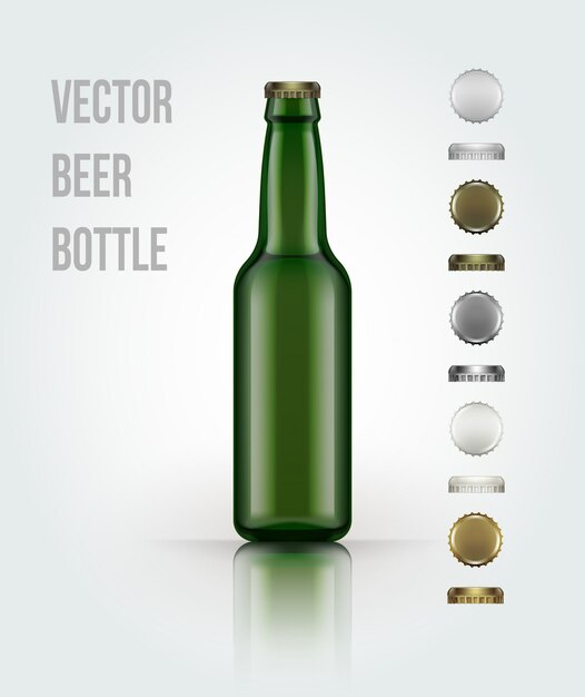 Vector blanco glazen bierfles voor nieuw design.