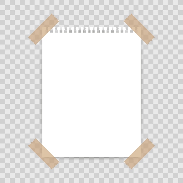 Blanco papier achtergrond vast met plakband op vierkante achtergrond