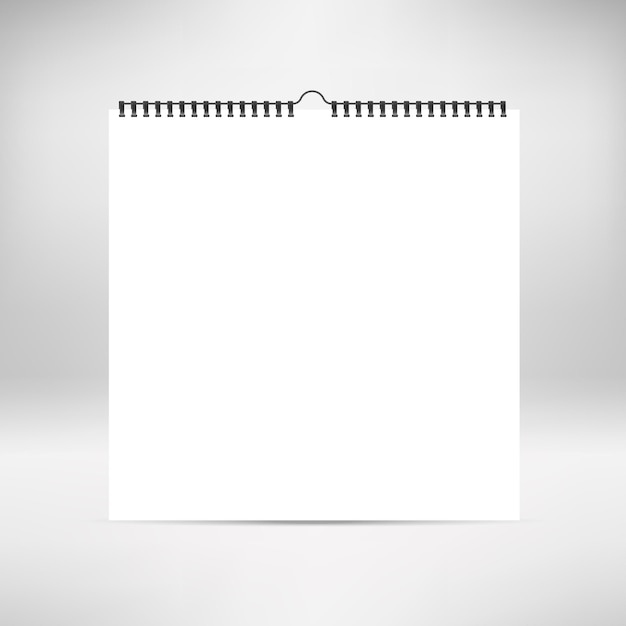 Blanco vierkante kalender mock up Voorraad vector Realistische vellen papier met spiraal geïsoleerd op realistische achtergrond Ontwerp van witte vierkante notebooks wandkalenders kaarten