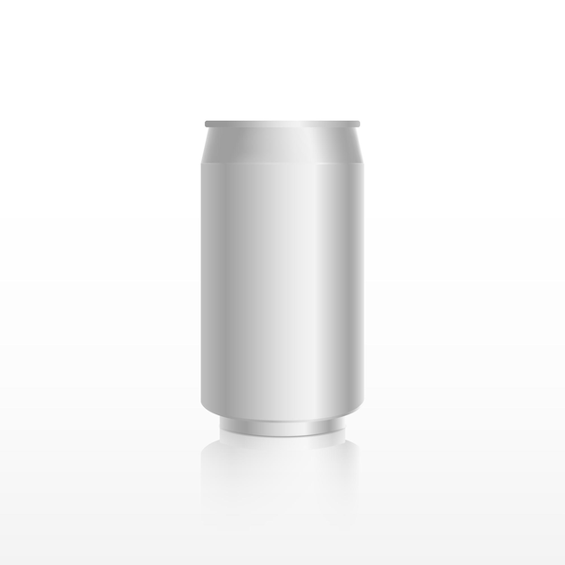 Vector blank aluminum can with reflection isolated on white