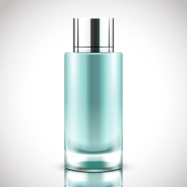 Blank aquamarine color cosmetic bottle