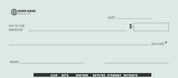 Blank bank cheque Personal desk check template