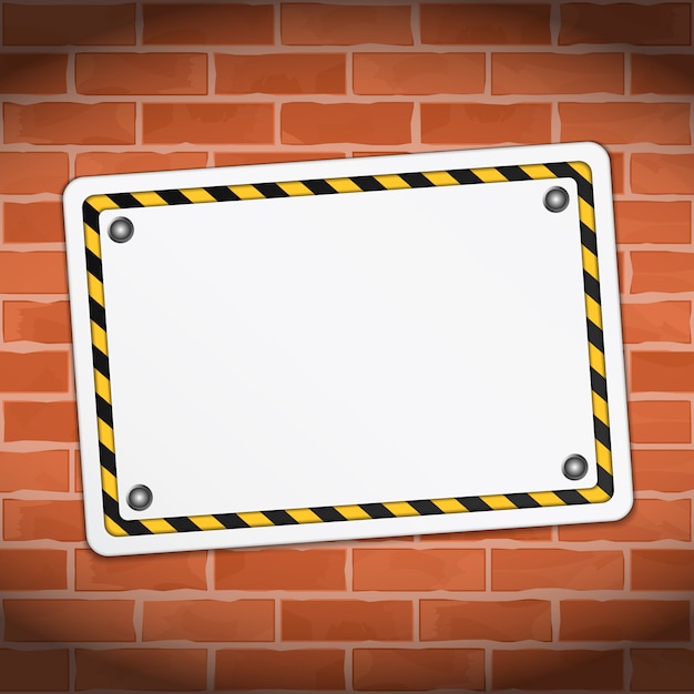 Vector blank banner on brick wall, vector eps10 illustration