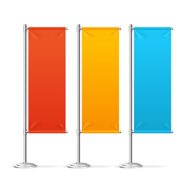 Blank banner flags colorful set for designers.