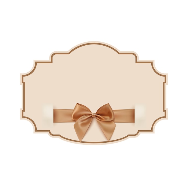 Vector blank banner with golden ribbon and a bow.