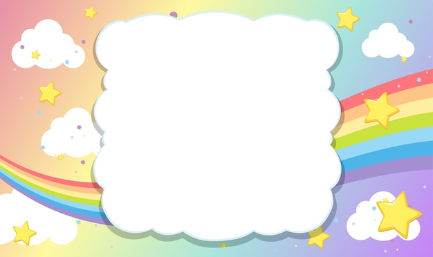 Vector blank banner with rainbow sky theme on rainbow pastel background