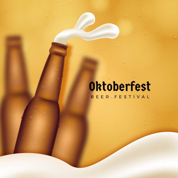 Priorità bassa di oktoberfest della bottiglia da birra in bianco