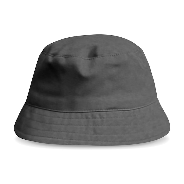 Blank black bucket hat mockup profile view Empty textile protection panama or fullcap for hunting mock up