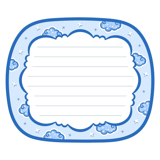 blank blue clouds frame note letter message with pastel colors for writing