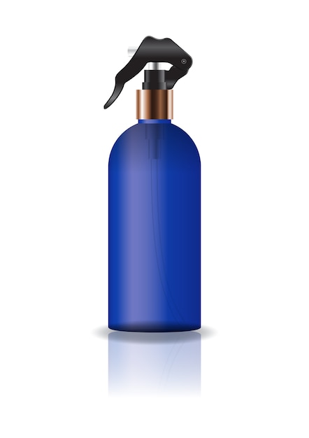 Vector blank blue cosmetic round bottle with spray head.