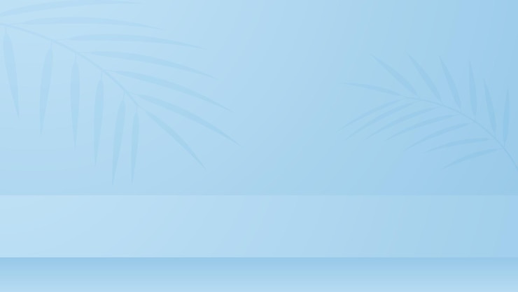 Vector blank blue lighting color background with leaves shadow for product advertising display and cosmetic