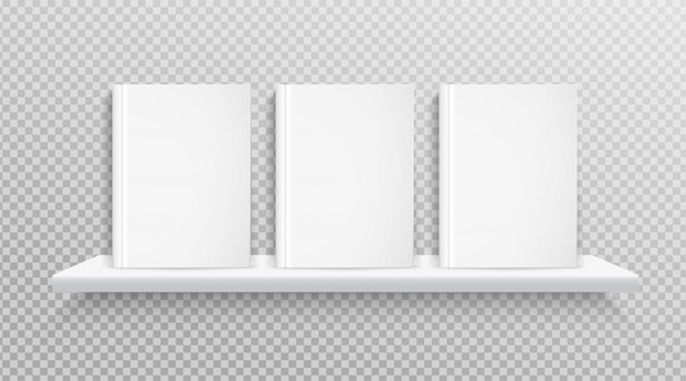 空白の本の表紙、デザインのため本棚の上に配置。