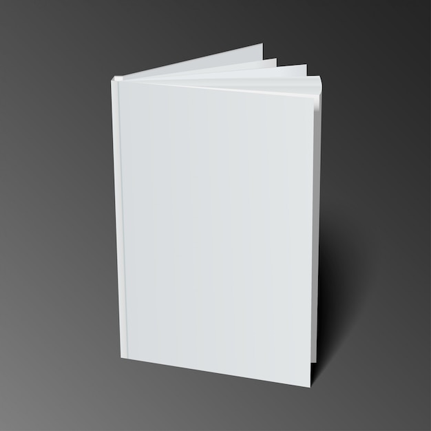 Vector blank book cover template with pages in front side standing