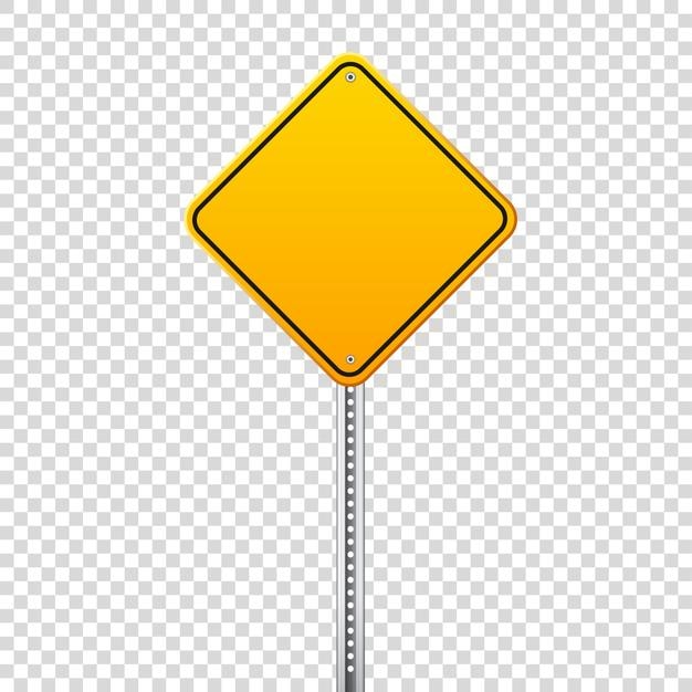 Blank bord met geel verkeersbord met plaats voor tekst mock-up geïsoleerd informatiebord richting