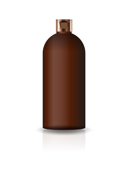Пустая коричневая косметическая круглая бутылка с крышкой для крышки.