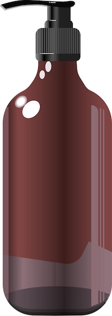 blank brown glass bottle mockup with pump isolated on white background dark amber glass package