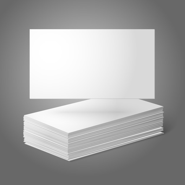 Vector blank  business cards template. pile  and one flat.