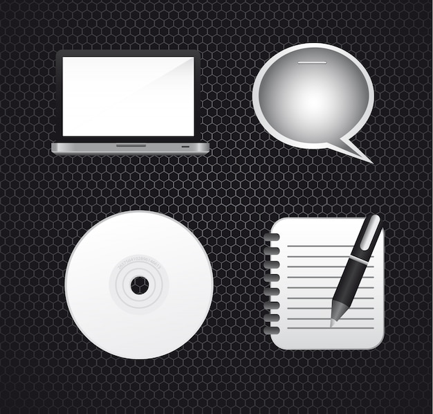 Blank business icons over black texture