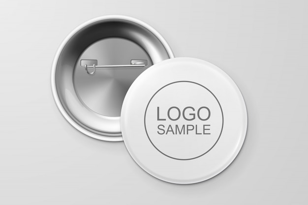 White Blank Pin Button Badge Isolated on Background. Realistic Vector  Illustration Mockup. Stock Vector - Illustration of bright, reflection:  95219581