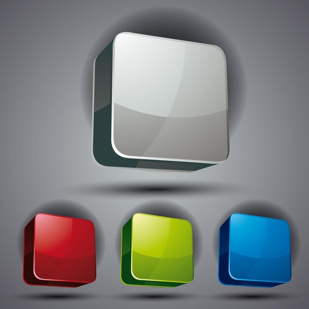 Vector blank button vector colors set.