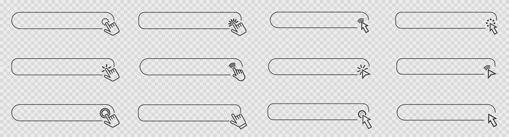 Vector blank button with click cursor collection