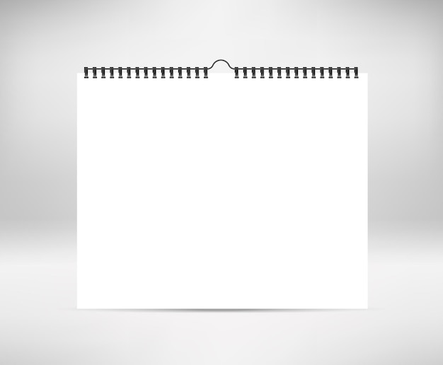Пустой календарь макет Фондовый вектор Реалистичные листы бумаги со спиралью, изолированные на фоне Дизайн белых горизонтальных блокнотов настенные календари карты