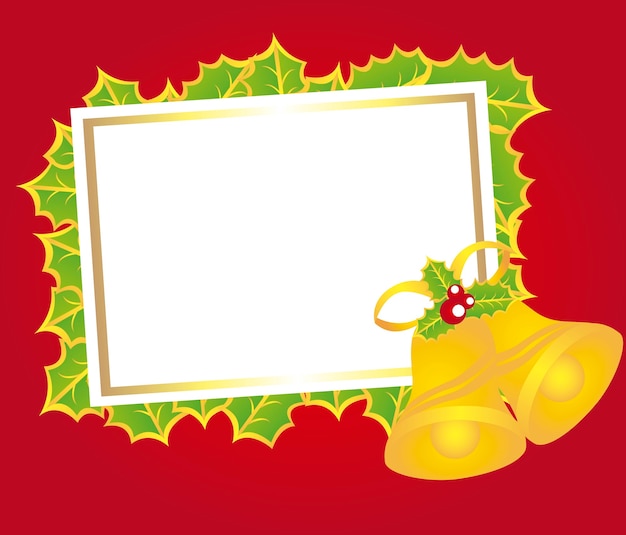 blank card christmas with bells over red background vector 