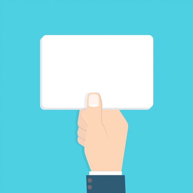 Blank card in hand