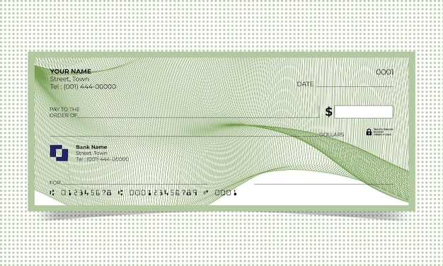 벡터 백지 수표, 은행 수표 디자인, 벡터 형식