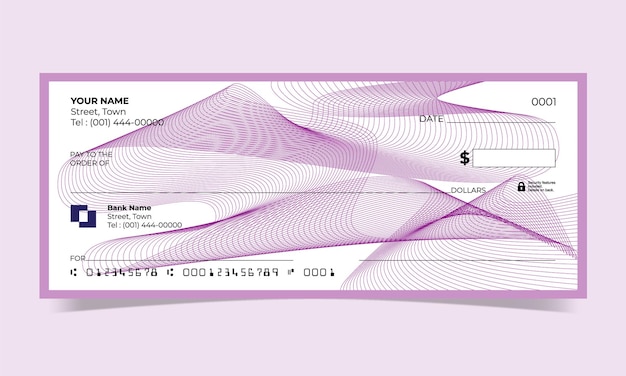 Вектор Пустой чек, дизайн банковского чека, векторный формат