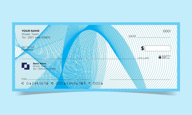 Пустой чек, дизайн банковского чека, векторный формат