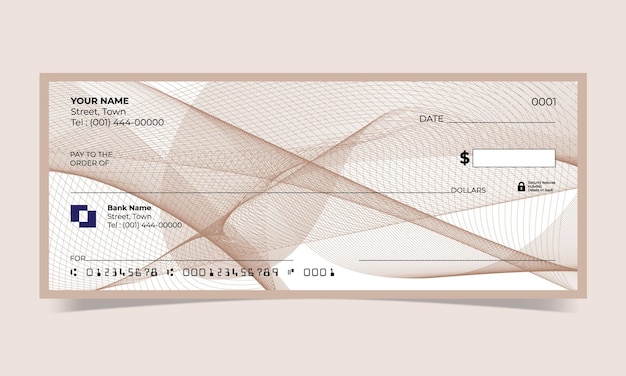 Вектор Пустой чек, дизайн банковского чека, векторный формат