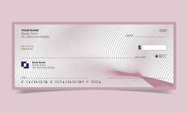 Blank check, bank cheque design, vector format