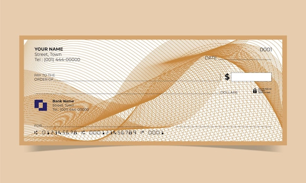 Blank check, bank cheque design, vector format