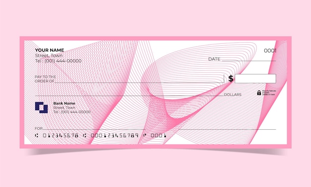 Blank check, bank cheque design, vector format