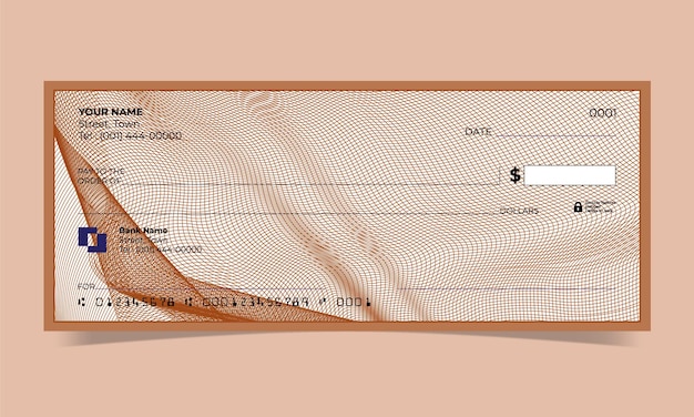 Blank check, bank cheque design, vector format