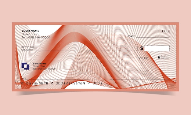 Blank check, bank cheque design, vector format