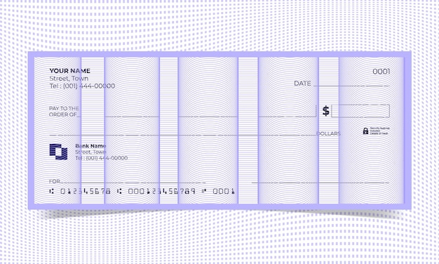 Blank check, bank cheque design, vector format