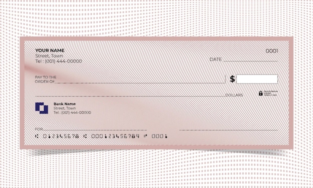 Blank check, bank cheque design, vector format