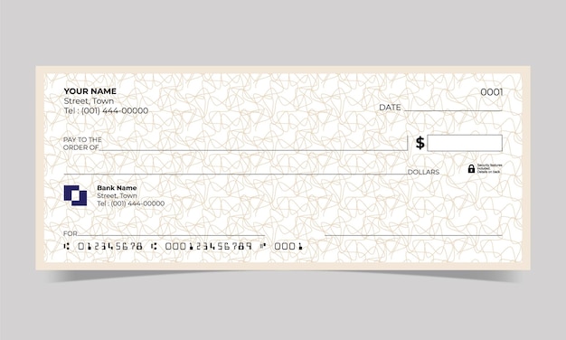 Vector blank check, bank cheque design, vector format