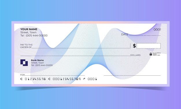 Blank check, bank cheque design, vector format