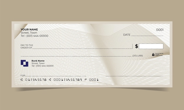 Blank check, bank cheque design, vector format